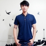 獨特型男韓版修身窄版格子立領短素POLO衫